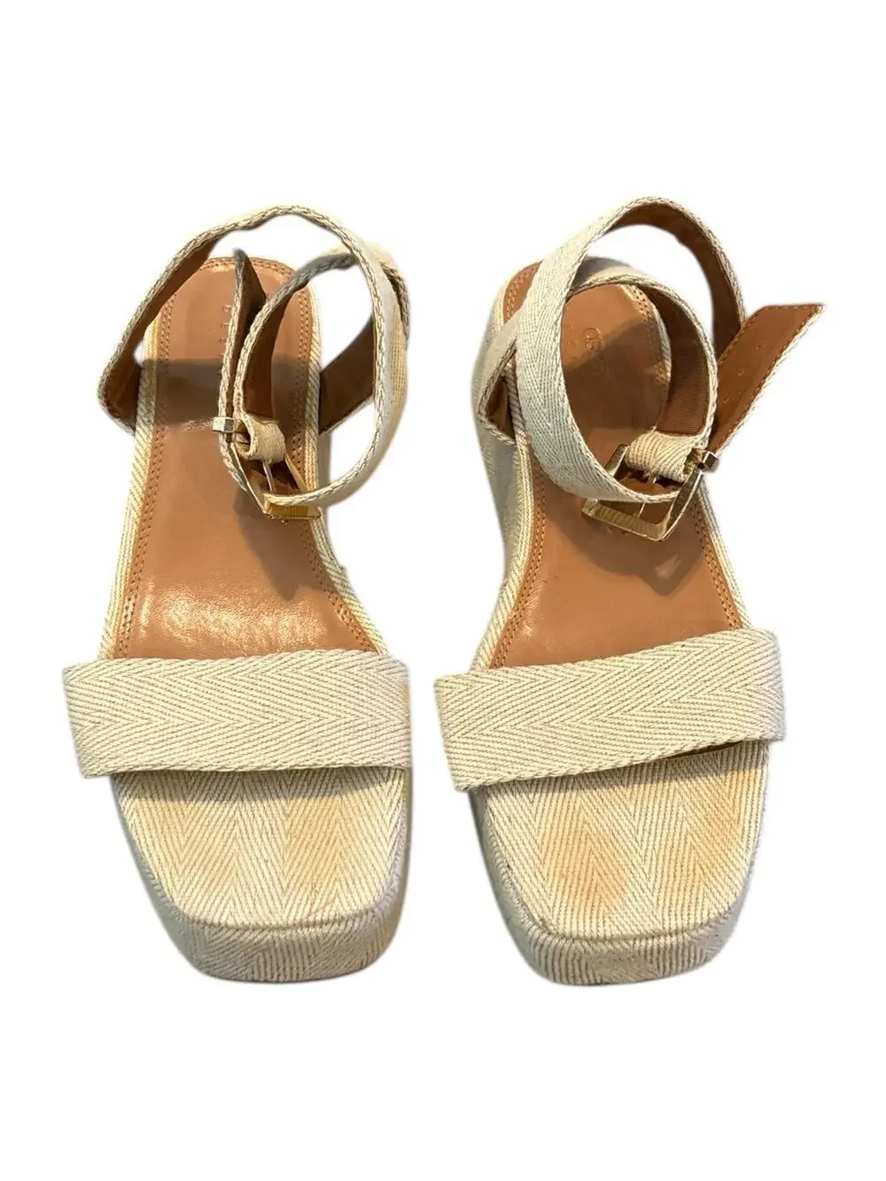 ASOS Design Wide Fit Tati Flatform Sandals Nuetral Size 5